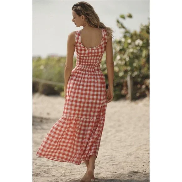 Frankies Bikinis Midi Dress Red Southern Belle Vacay Preppy Resort Size XS NWT - Picture 5 of 10